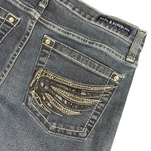 Rock Republic Kasandra Blue Jeans Bootcut Embellished Wings Dark Wash Size 12